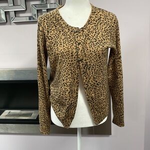 Calvin Klein Leopard Print Cardigan - Camel Brown & Black